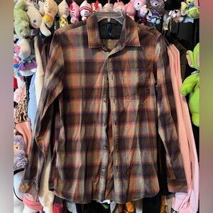 Vans Brown Plaid Button Up